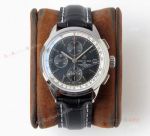 BLS Breitling Premier Chronograph Replica Watch - Black Dial Black Leather Strap